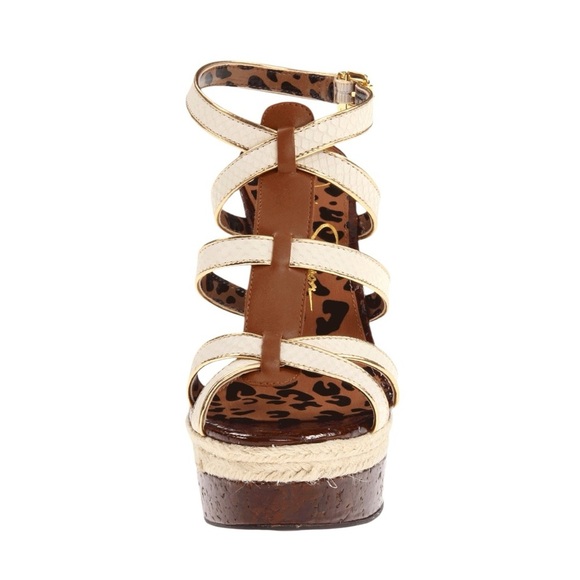 Jessica Simpson Brown and Cream Wedge/ platform wedges / Sandals size 7.5 - Picture 9 of 12